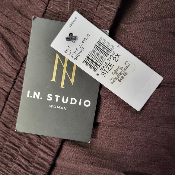 I. N. STUDIO Brown Crepon Wide Leg Pull-on Pants - Size 2X  (NWT) - Picture 5 of 6